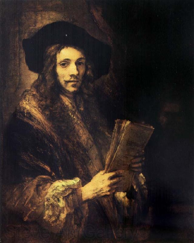 Rembrandt van rijn Portrait of a young madn holding a book Spain oil painting art
